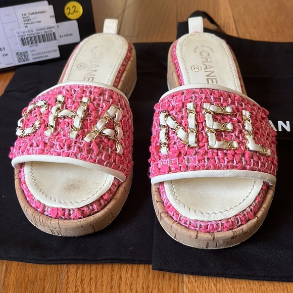 CHANEL 21C PINK CORK MULE SANDAL - size 36 - Picture 2 of 5